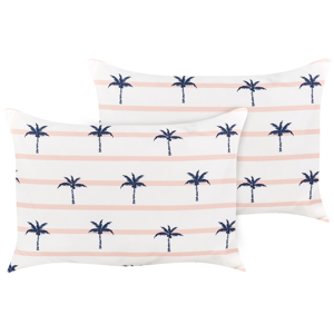 Beliani Set of 2 Garden Cushions White Polyester Palm Pattern 40 x 60 cm Rectangular Modern Outdoor Patio Water Resistant Material:Polyester Size:60x10x40