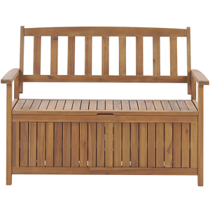 Beliani Outdoor Bench with Storage Solid Acacia Wood 2 Seater 120 cm Light Colour Rustic Style Material:Acacia Wood Size:60x91x120