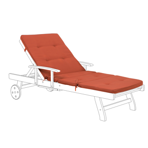 Beliani Garden Sun Lounger Cushion Red Polyester Seat Backrest Pad Modern Design Outdoor Pad Material:Polyester Size:59x5x188