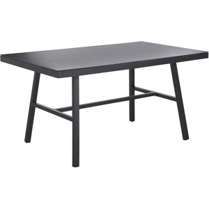 Beliani Garden Dining Table Black 150 x 90 cm Metal Aluminium Frame Rectangular Modern Industrial Material:Aluminium Size:x76x90