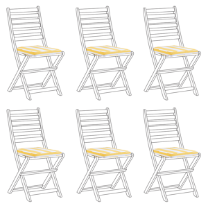 Beliani Set of 6 Outdoor Seat Pad Cushions Yellow and White Geometric Striped Pattern String Tied Zip Fastener UV Resistant  Material:Polyester Size:31x5x39