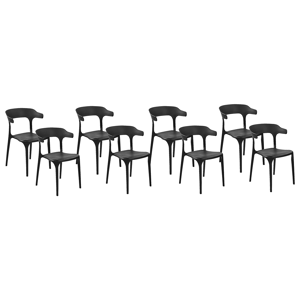 Beliani Set of 8 Garden Chairs Black Polypropylene Lightweight Weather Resistant Plastic Indoor Outdoor Modern Material:Polypropylene Size:49x76x50