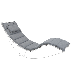 Beliani Sun Lounger Cushion Grey Fabric 180 x 60 cm Padded with Head Pillow Material:Polyester Size:60x5x180