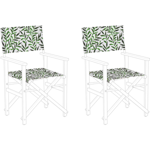 Beliani Set of 2 Garden Chairs Replacement Fabrics Polyester Multicolour Leaves Pattern Sling Backrest and Seat Material:Polyester Size:27/45x1x52/52