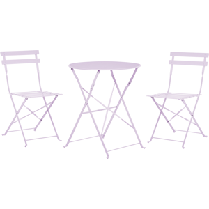 Beliani 3 Piece Bistro Set Purple Metal Folding Slatted Seat Back Outdoor Material:Steel Size:xx