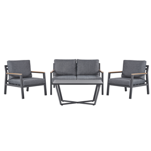 Beliani Outdoor Sofa Set Dark Grey Aluminium Frame Couch Armchairs with Polyester Cushions Coffee Table Modern Design Material:Aluminium Size:xx