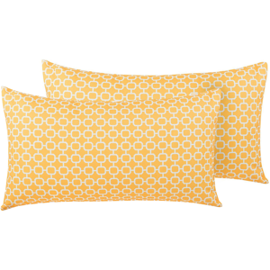 Beliani Set of 2 Patio Cushions Yellow Geometric Pattern Fabric 40 x 70 cm Water Resistant Removable Cover Material:Polyester Size:70x8x40