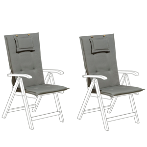 Beliani Set of 2 Garden Chair Cushion Grey Polyester Seat Backrest Pad Modern Design Outdoor Pad Material:Polyester Size:45x71x50