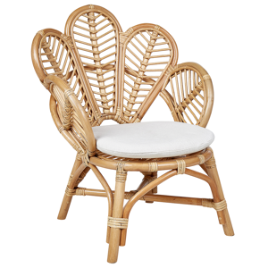 Beliani Peacock Kids Chair Natural Rattan 58 x 55 x 70 cm Garden Outdoor Indoor Boho Material:Rattan Size:55x70x58