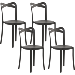 Beliani Set of 4 Garden Chairs Black Polypropylene Lightweight Indoor Outdoor Weather Resistant Plastic Modern Material:Synthetic Material Size:40x80x38