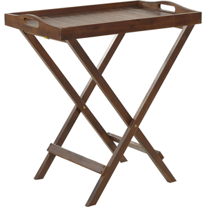 Beliani Garden Tray Table Dark Acacia Wood Removable Top Outdoor Foldable Rustic Outdoor Furniture Material:Acacia Wood Size:x73x45