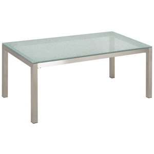 Beliani Garden Table Cracked Glass Table Top 180 x 90 cm 6 Seater Steel Frame Material:Tempered Glass Size:x76x90
