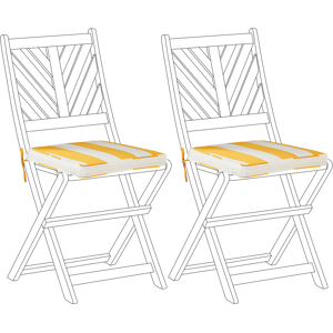 Beliani Set of 2 Outdoor Seat Cushions Yellow and White StripedPattern String Tied  UV Resistant Set Pad Material:Polyester Size:34x5x37