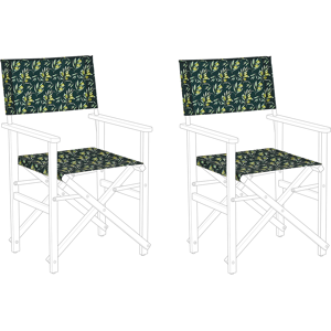 Beliani Set of 2 Garden Chairs Replacement Fabrics Polyester Multicolour Olives Pattern Sling Backrest and Seat Material:Polyester Size:27/45x1x52/52