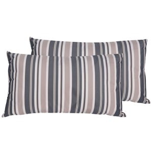 Beliani Set of 2 Patio Cushions Stripes Fabric 40 x 70 cm Water Resistant Removable Cover Material:Polyester Size:70x8x40