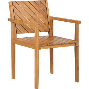 Beliani Garden Chair Light Acacia Wood Outdoor with Armrests Modern Traditional Style Material:Acacia Wood Size:40x82x55