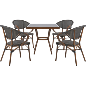 Beliani 4 Seater Garden Dining Set Black and Grey Aluminium Frame Square Table Stacking Chairs Material:Aluminium Size:xx