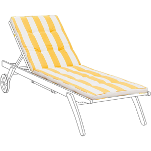 Beliani Outdoor Lounger Cushion Pad Yellow and White Fabric Padded Material:Polyester Size:56x5x192