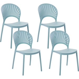 Beliani Set of 4 Dining Chairs Plastic Blue Indoor Outdoor Garden Stacking Minimalistic Style Material:Polypropylene Size:51x83x46