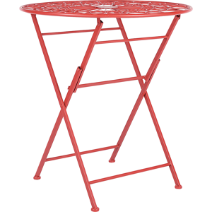 Beliani Garden Bistro Table Red Iron Foldable Outdoor UV Rust Resistance French Retro Style Material:Iron Size:x75x70