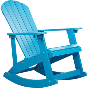 Beliani Garden Rocking Chair Blue Plastic Wood Slatted Design Traditional Style Outdoor Indoor  Material:Plastic Wood Size:94x100x76