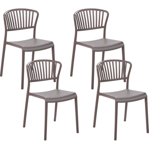 Beliani Set of 4 Dining Chairs Taupe Plastic Indoor Outdoor Garden Stacking Minimalistic Style Material:Polypropylene Size:50x78x45