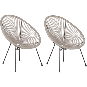 Beliani Garden Chair Light Grey PE Rattan Papasan Modern Round Indoor Outdoor Material:PE Rattan Size:90x87x70