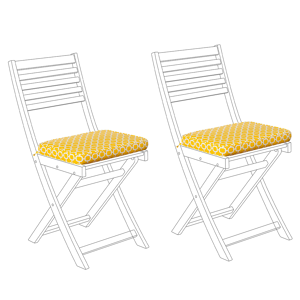 Beliani Set of 2 Outdoor Seat Cushions Yellow Geometric Pattern String Tied  UV Resistant Set Pad Material:Polyester Size:29x5x38
