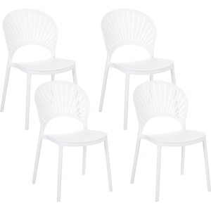 Beliani Set of 4 Dining Chairs Plastic White Indoor Outdoor Garden Stacking Minimalistic Style Material:Synthetic Material Size:51x83x46