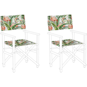 Beliani Set of 2 Garden Chairs Replacement Fabrics Polyester Multicolour Flamingo Pattern Sling Backrest and Seat Material:Polyester Size:27/45x1x52/52