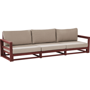 Beliani Garden Sofa Mahogany Brown and Taupe Acacia Wood Outdoor 3 Seater with Cushions Modern Design Material:Acacia Wood Size:75x72x269