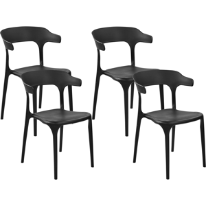 Beliani Set of 4 Garden Chairs Black Polypropylene Lightweight Weather Resistant Plastic Indoor Outdoor Modern Material:Polypropylene Size:50x76x50