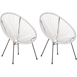 Beliani Garden Chair White PE Rattan Papasan Modern Round Indoor Outdoor Material:PE Rattan Size:90x87x70