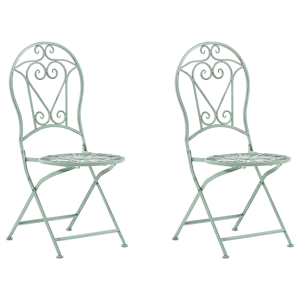 Beliani Outdoor Set of 2 Chairs Green Metal Powder Coated vintage Ornaments Material:Iron Size:57x95x42