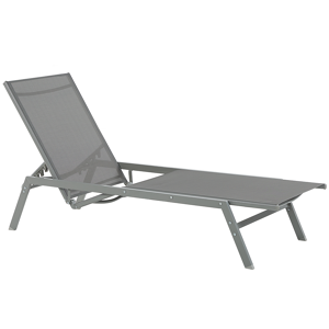 Beliani Sun Lounger Grey Steel Frame Textile Seat Adjustable Backrest UV Resistant Outdoor Furniture Material:Steel Size:191x94x63