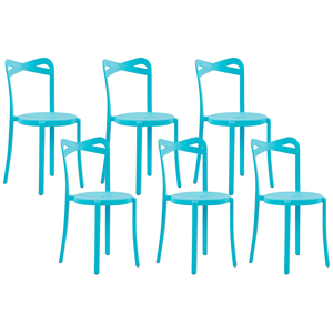 Beliani Set of 6 Garden Chairs Blue Polypropylene Lightweight Indoor Outdoor Weather Resistant Plastic Modern Material:Synthetic Material Size:40x80x38