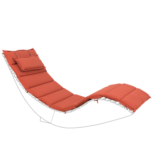 Beliani Sun Lounger Cushion Red Fabric 180 x 60 cm Padded with Head Pillow Material:Polyester Size:60x5x180