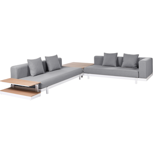 Beliani 5 Seater Sofa Set with Coffee Tables Grey Fabric Polyester Cushion Medium Resistance Outdoor Modern Style Garden Material:Polyester Size:xx