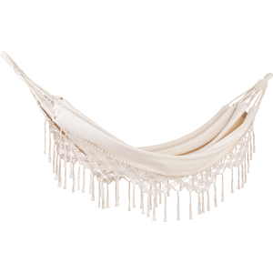 Beliani Garden Hammock Beige Cotton and Polyester Swing Seat Indoor Outdoor Boho Style Material:Cotton Size:150x0.5x290