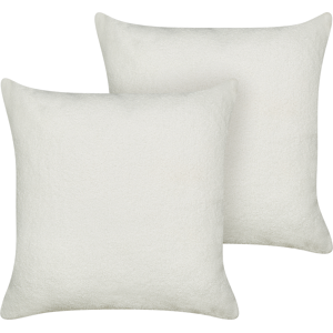 Beliani Set of 2 Decorative Cushions White Boucle 60 x 60 cm Woven Removable with Zipper Boho Decor Accessories Material:Boucle Size:60x4x60