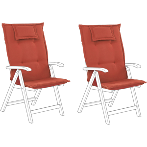 Beliani Set of 2 Garden Chair Cushion Red Polyester Seat Backrest Pad Modern Design Outdoor Pad Material:Polyester Size:45x71x50