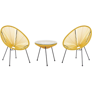 Beliani Bistro Set Yellow PE Rattan 3 Piece 2 Seater Modern Material:PE Rattan Size:xx