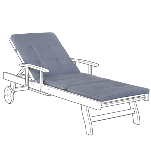 Beliani Garden Sun Lounger Cushion Blue Polyester Seat Backrest Pad Modern Design Outdoor Pad Material:Polyester Size:59x5x188