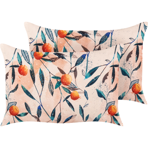 Beliani Set of 2 Garden Cushions Multicolour Polyester  40 x 60 cm Leaf Pattern Modern Outdoor Decoration Water Resistant Material:Polyester Size:60x10x40