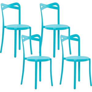 Beliani Set of 4 Garden Chairs Blue Polypropylene Lightweight Indoor Outdoor Weather Resistant Plastic Modern Material:Synthetic Material Size:40x80x38