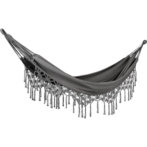 Beliani Garden Hammock Grey Cotton and Polyester Swing Seat Indoor Outdoor Boho Style Material:Cotton Size:150x0.5x290