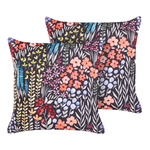 Beliani Set of 2 Outdoor Cushions Multicolour Polyester 45 x 45 cm Square Floral Print Pattern Scatter Pillow Garden Patio Material:Polyester Size:45x10x45