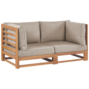 Beliani Garden Sofa Taupe Light Acacia Certified Wood Outdoor 2 Seater with Cushions Modern Design Material:FSC® Certified Acacia Wood Size:75x72x150