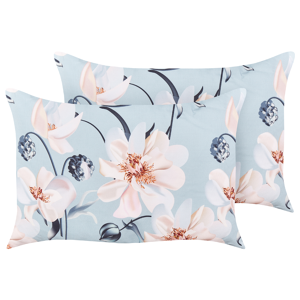 Beliani Set of 2 Garden Cushions Blue Polyester Floral Pattern 40 x 60 cm Modern Outdoor Decoration Water Resistant Material:Polyester Size:60x10x40