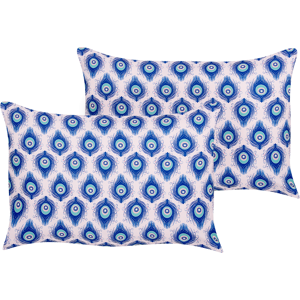 Beliani Set of 2 Garden Cushions Multicolour Polyester Peacock Pattern 40 x 60 cm Modern Outdoor Decoration Water Resistant Material:Polyester Size:60x10x40